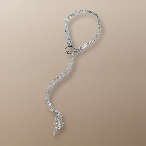 NNG109 30MM CIRCLE EYE 30” CHAIN FRINGE HAND WOVEN LARIAT